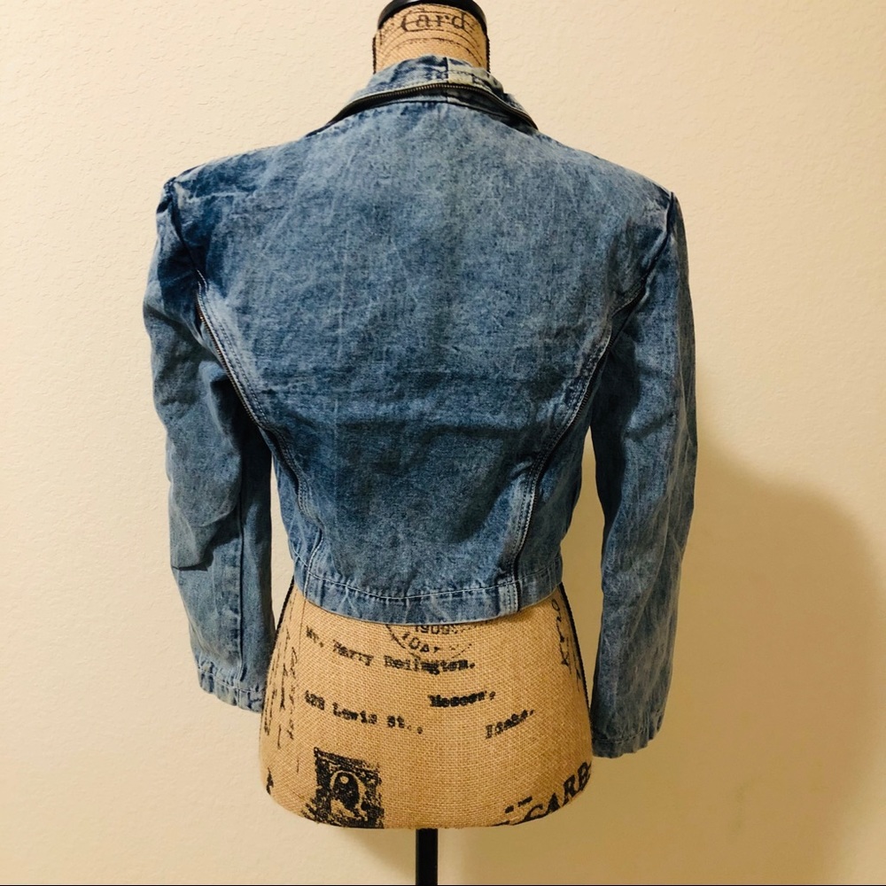 Vintage Acid Wash Cropped Denim Jacket Size M - Picture 2 of 8